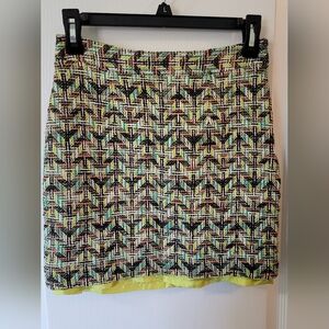 Kate Spade Summer Harper Tweed Skirt Plaid Green Multicolor Sz 0